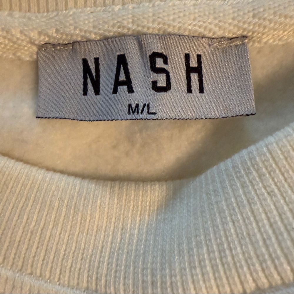 Nash The Nash Collection Iconic Crewneck Sweatshirt Jet Stream Cream SizeM/L NWT - Picture 2 of 13